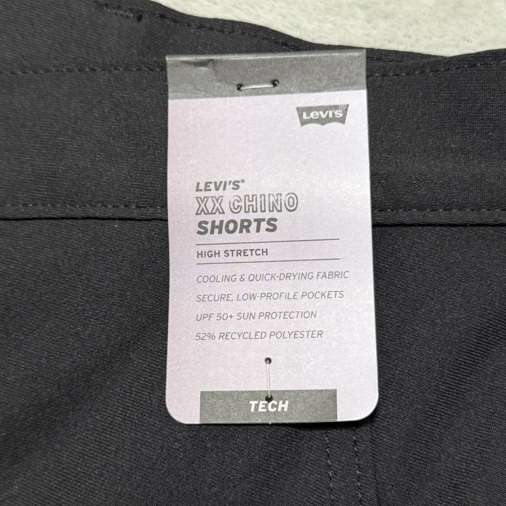 Levi Strauss XX Chino Tech Shorts Mens 44 Black Stretch Golf Outdoor New Preppy